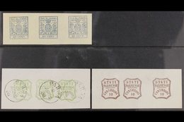 PARMA FOURNIER FORGERIES. 1857-59 Strips Of 3 Including 1857 40c Blue Strip Of 3, Provisional Government 5c Green  "used - Unclassified