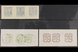 PARMA FOURNIER FORGERIES. 1857-59 Strips Of 3 Including 1857 40c Blue Strip Of 3, Provisional Government 5c Green  "used - Non Classés