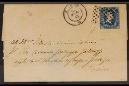 SARDINIA 1853 (12 Mar) EL From Savona To Torino Bearing A 20c Blue (Sassone 2) From The Lower- Right Corner Of The Sheet - Non Classificati