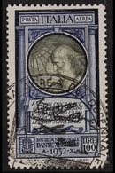 1932 100L Blue And Olive Dante Society Air Post, Sassone 41, Used With Superb Illustrated Cancellation For The North Atl - Zonder Classificatie