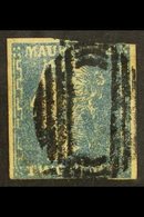 1859 2d Blue "DARDENNE", SG 43a, Used With Two Plus Margins, Design Cut Into At Top Right, And With Repaired Tear At Foo - Mauricio (...-1967)
