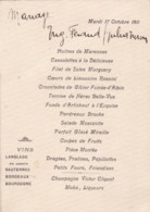 MENU MARIAGE EUGENE ET JULIA / 17 OCT 1911 - Menus