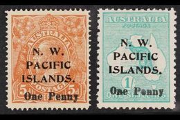 1918 1d On KGV 5d Brown And 1d On 'Roo 1s Green, SG 100/01, Fine Mint. Attractive! (2 Stamps) For More Images, Please Vi - Papua Nuova Guinea