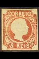 1855 5r Red-brown,Dom Pedro With Straight Hair, Die III, Afinsa 5 (SG 10) Mint Part Original Gum. 2014 Dias Certificate  - Andere & Zonder Classificatie