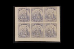 1862 IMPERF PROOFS. 4d Violet-grey (as SG 2) IMPERF COLOUR PROOFS BLOCK Of 6 (positions 7 To 12) Printed In Unissued Col - St.Christopher, Nevis En Anguilla (...-1980)