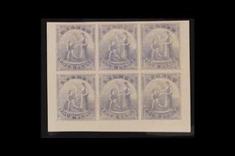 1862 IMPERF PROOFS. 4d Violet-grey (as SG 2) IMPERF COLOUR PROOFS BLOCK Of 6 (positions 7 To 12) Printed In Unissued Col - San Cristóbal Y Nieves - Anguilla (...-1980)