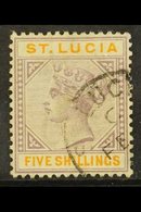 1891-8 5s Dull Mauve & Orange, Die II, Wmk Crown CA, SG 51, Fine Used. For More Images, Please Visit Http://www.sandafay - St.Lucia (...-1978)
