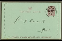 1916 One Penny Dull Claret On Blue (note Along Bottom 94mm Long) LETTER CARD, H&G 1a, Very Fine With Unstuck Margins, Ad - Samoa