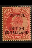 OFFICIAL 1903 1a Carmine With Missing I, "BRIT SH" ERROR, SG O7a, Very Fine Mint. For More Images, Please Visit Http://w - Somaliland (Protettorato ...-1959)
