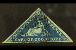 CAPE OF GOOD HOPE 1853 4d Deep Blue, SG 2, Very Fine Used With 3 Good Margins. Richter Photo Certificate. For More Image - Unclassified