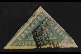 CAPE OF GOOD HOPE 1861 4d Pale Grey-blue "Wood-block" Issue, SG 14a, Good To Fine Used, But Stamp Damaged And Right Corn - Non Classés