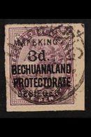 MAFEKING SIEGE 1900 3d On 1d Lilac, Bechuanaland Protectorate Stamp, SG 7, Tied To A Small Piece. Very Fine Used. For Mo - Unclassified