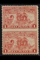 TRANSVAAL 1895 1d Red "Introduction Of Penny Postage", Variety IMPERFORATE BETWEEN - VERTICAL PAIR, SG 215ca, Very Fine  - Ohne Zuordnung