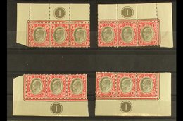 TRANSVAAL 1d Black & Carmine, SG 245 As Four Matching Plate (No 1) Blocks In Strips Of Three From The Four Corners. Mint - Non Classés