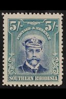 1924 5s Blue And Blue-green Admiral, SG 14, Fine Mint. For More Images, Please Visit Http://www.sandafayre.com/itemdetai - Südrhodesien (...-1964)