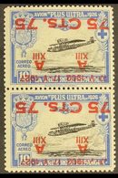 1927 75c On 10c Air Vertical PAIR WITH SURCHARGES INVERTED, ONE DAMAGED TO "17 - V", Never Hinged Mint. For More Images, - Andere & Zonder Classificatie