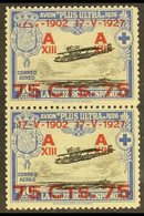 1927 75c On 10c Air Vertical PAIR ONE WITH DAMAGED TO "17 - V", Never Hinged Mint. For More Images, Please Visit Http:// - Altri & Non Classificati