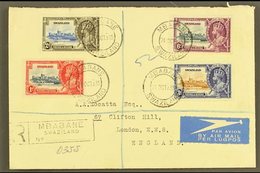 1935 Silver Jubilee Complete Set, SG 21/24, Fine Used On Registered Air Cover To London, Mbabane Cds's.  For More Images - Swaziland (...-1967)