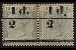 1893 ½d On 4d Grey, Bars 11.75mm Apart, SG 68, Mint HORIZONTAL PAIR, Light Even Gum Toning And Small Thin. For More Imag - Turks And Caicos