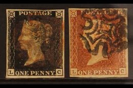 1840 MATCHED PAIR 1d Black Plate 8 "LC" And 1841 1d Red, Each Four Margins With Neat Maltese Crosses. (2 Stamps) For Mor - Ohne Zuordnung