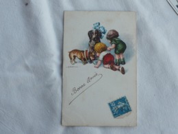 Dog And Child Bonne Annee Stamp 1925   A 204 - Chiens