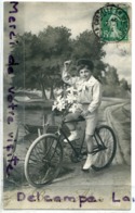 - Bonne Année - Garçon Sur Un Beau Vélo, Bicyclette, Fleurs, Magnifique, écrite, 1914, TBE,scans. - Neujahr