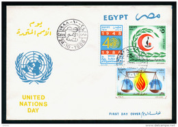 EGYPT / 1988 / MEDICINE / WHO / UN'S DAY / RED CROSS / RED CRESCENT/ HUMAN RIGHTS / FDC - Cartas & Documentos