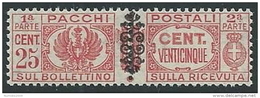 1945 LUOGOTENENZA PACCHI POSTALI 25 CENT MNH ** - SV13 - Paquetes Postales