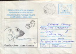 Romania - Postal Stationery Cover Used 1996 - 11th Biennial Of Polar Philatelic, Alba Iulia; Polar Bear - Events & Gedenkfeiern