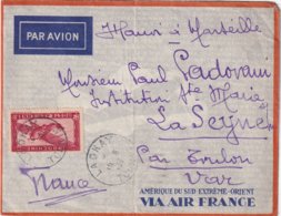 INDOCHINE 1937 PLI AERIEN DE LAOKAY - Airmail