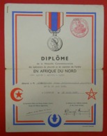 1957 Légion Etrangere Guerre D'Algérie Brigadier-Chef Franz Aitzetmuller  2 REC Diplôme Médaille Commemorative & Agrafes - Non Classés
