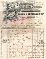 74- ANNEMASSE- RARE FACTURE 1898-ROCH & BERTHOLET- MERCERIE LAINES COTONS BONNETERIE- RUE DES PIERRES - 1800 – 1899