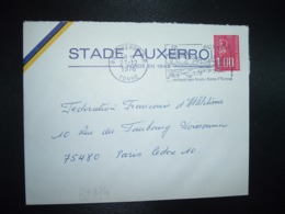 LETTRE TP M. DE BEQUET 1,00 ROULETTE DISTRIBUTEUR OBL.MEC.27-12 1976 89 AUXERRE RP YONNE + STADE AUXERROIS - Autres & Non Classés