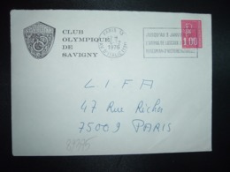 LETTRE TP M. DE BEQUET 1,00 OBL.MEC.6-12 1976 PARIS 13 + CLUB OLYMPIQUE DE SAVIGNY (91 ESSONNE) - Sonstige & Ohne Zuordnung