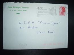 LETTRE TP LIBERTE 2,00 ROUGE OBL.MEC.2-12 1983 89 SENS YONNE + UNION ATHLETIQUE SENONAISE - Sonstige & Ohne Zuordnung