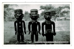 Ref 1328 - Real Photo Postcard - Wood Carvings San Cristoval - British Solomon Islands - Salomon