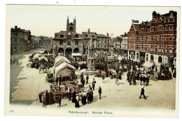 Ref 1331 - Super Early Postcard - Peterborough Market Place On Market Day Cambridgeshire - Autres & Non Classés