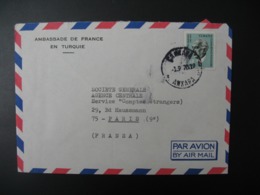 Turquie Lettre à Entête   Ambassade De France En Turquie     Pour Sté Générale  En France  Bd Haussmann Paris - Storia Postale