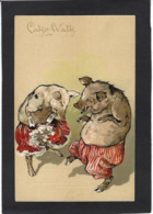 CPA Cochon Pig Position Humaine Gaufré Embossed Non Circulé - Schweine