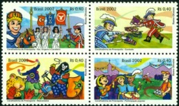 BRAZIL  Mi #3237/40  - FOLCLORE - POPULAR FESTIVITIES - CITY OF PIRENÓPOLIS - CHILDREN - 4(+) MINT - 2002 - Nuovi