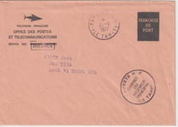 Lettre Polynésie 1977 En Franchise Pour Les USA - Lettres & Documents