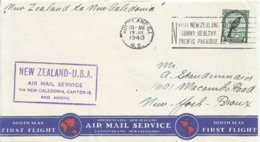 NUEVA ZELANDA , CARTA CIRCULADA A NEW YORK   AÑO 1940, CON MATASELLOS DE LLEGADA - Lettres & Documents