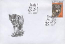 Slovakia -  3x Lynx, Bear, Wolf, FDC, Year 2001 - Autres & Non Classés