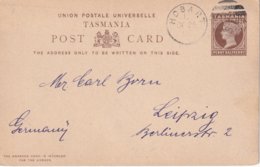 TASMANIE 1893      ENTIER POSTAL/GANZSACHE/POSTAL STATIONERY  CARTE SANS LA REPONSE DE HOBART - Lettres & Documents