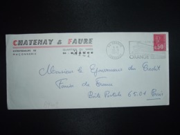 LETTRE TP M. DE BEQUET 0,50 OBL.MEC.12-9 1972 84 ORANGE VAUCLUSE CHATENAY & FAURE MACONNERIE - Other & Unclassified