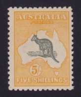 Australia 1917 Kangaroo 5/- Grey & Chrome 3rd Wmk MH - Listed Variety - Ungebraucht