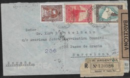 1945 ARGENTINA - REGISTERED AIRMAIL To SPAIN - CENSURA GUBERNATIVA BARCELONA - CORREO AEREO - Cartas & Documentos