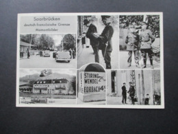 Mehrbildkarte 1940er Saarbrücken Deutsch-französische Grenze Momentbilder Grenzsoldaten / Wehrmacht / Restaurant / Autos - Oorlog 1939-45