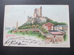 AK 1901 Lithografie / Künstlerkarte Gruss Vom Drachenfels Verlag W. Hagelberg AG Berlin - Souvenir De...