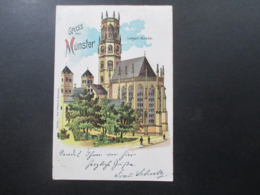 AK 1902 Lithografie / Künstlerkarte Gruss Aus Münster Ludgeri Kirche Verlag Von Carl Waldeck, Münster - Saluti Da.../ Gruss Aus...